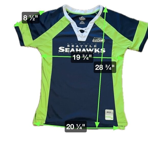 Womens Seattle Seahawks Jersey Shirt Draft Me Laces Bling Sequins Sz LG - Picture 7 of 7